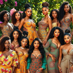 A collection of beautiful women from diverse backgrounds, showcasing unique styles and poses