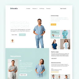 A modern and stylish Instagram main page layout for a medical uniform brand named 'Dr ScrubCo'