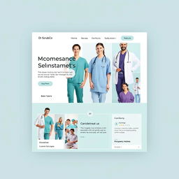 A modern and stylish Instagram main page layout for a medical uniform brand named 'Dr ScrubCo'