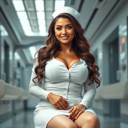 A beautiful and sexy mature woman, around 45 years old, showcasing a blend of Venezuelan and Arabic features