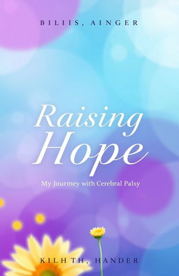 A beautiful and inspiring book cover design for 'Raising Hope: My Journey with Cerebral Palsy'