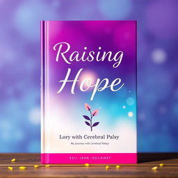 A beautifully designed book cover for 'Raising Hope: My Journey with Cerebral Palsy'