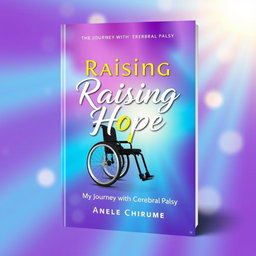 A visually striking book cover for 'Raising Hope: My Journey with Cerebral Palsy' authored by Anele Chirume