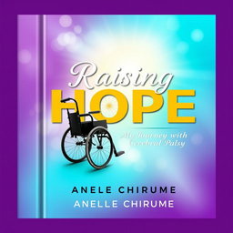 A visually striking book cover for 'Raising Hope: My Journey with Cerebral Palsy' authored by Anele Chirume