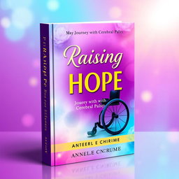 A visually striking book cover for 'Raising Hope: My Journey with Cerebral Palsy' authored by Anele Chirume