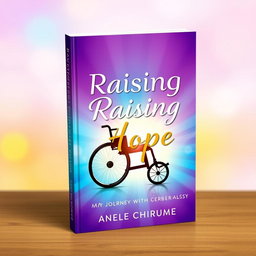 A visually striking book cover for 'Raising Hope: My Journey with Cerebral Palsy' authored by Anele Chirume