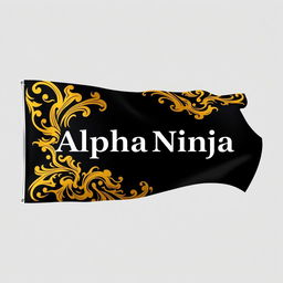 A striking flag design featuring a black background with intricate golden vector art
