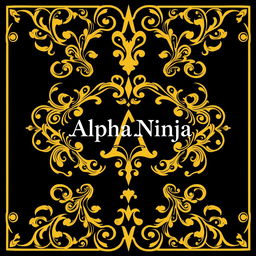A striking flag design featuring a black background with intricate golden vector art