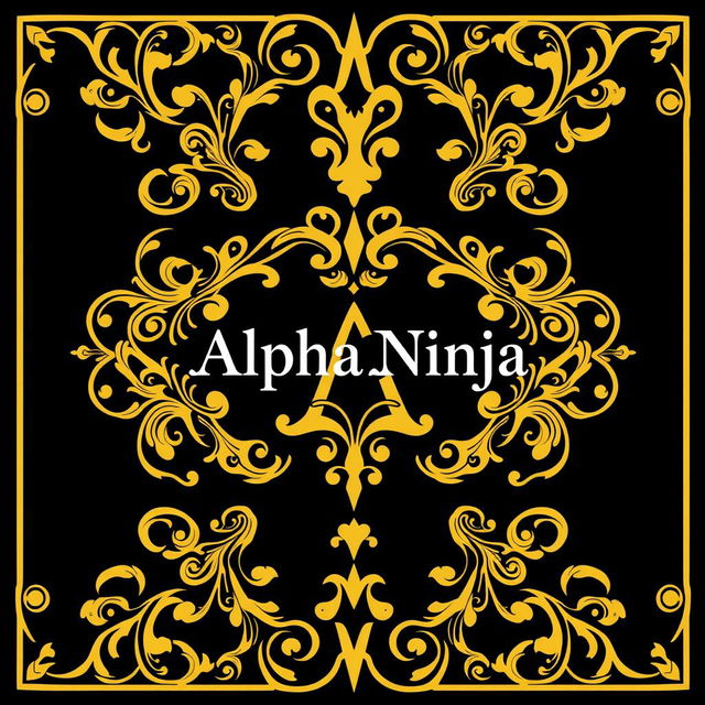 A striking flag design featuring a black background with intricate golden vector art