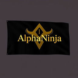 A flag design featuring a striking black background with an elegant golden transparent vector art design