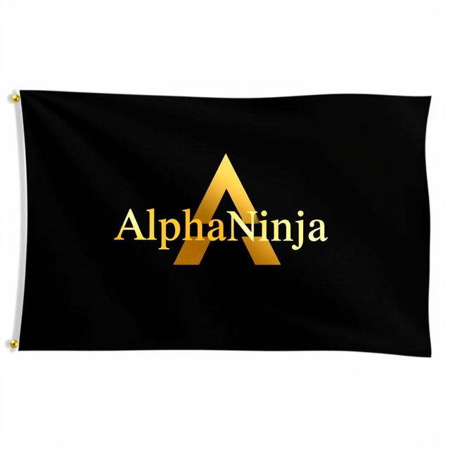 A flag design featuring a striking black background with an elegant golden transparent vector art design