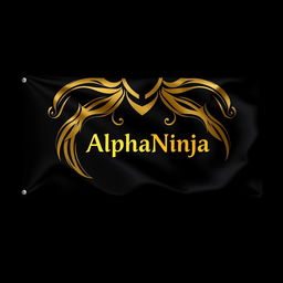 A flag design featuring a striking black background with an elegant golden transparent vector art design