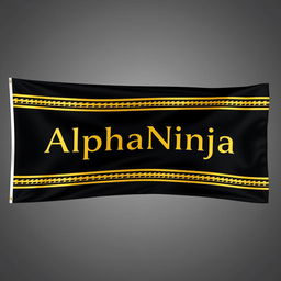A flag design featuring a striking black background with an elegant golden transparent vector art design