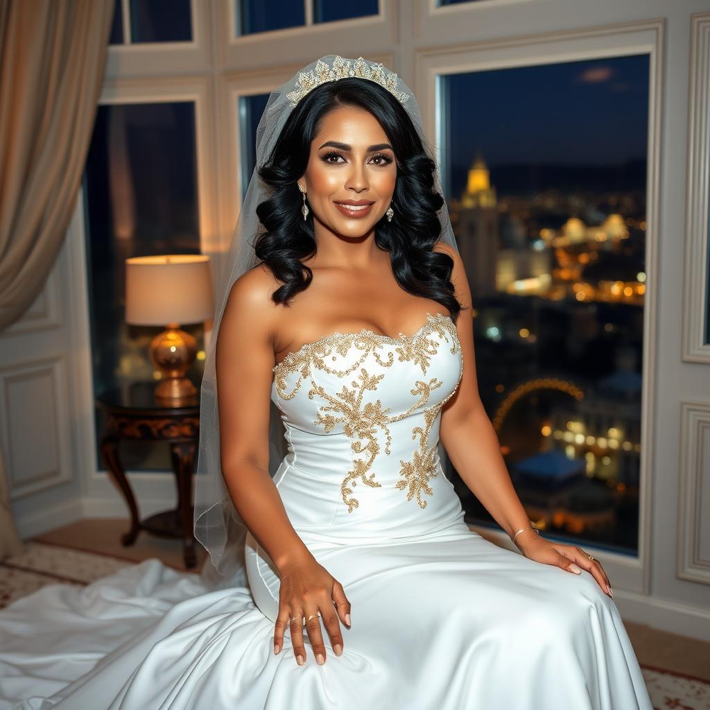 A stunning and sexy MILF, around 49 years old, featuring beautiful Venezuelan traits