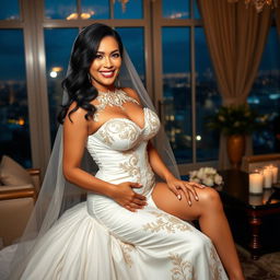 A stunning and sexy MILF, 49 years old, embodying beautiful Venezuelan features