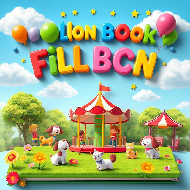 A vibrant and colorful children's book cover featuring a whimsical scene set in a park
