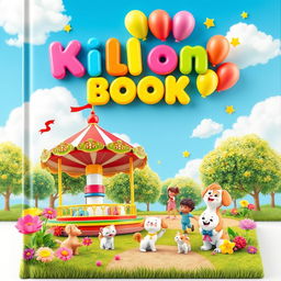 A vibrant and colorful children's book cover featuring a whimsical scene set in a park