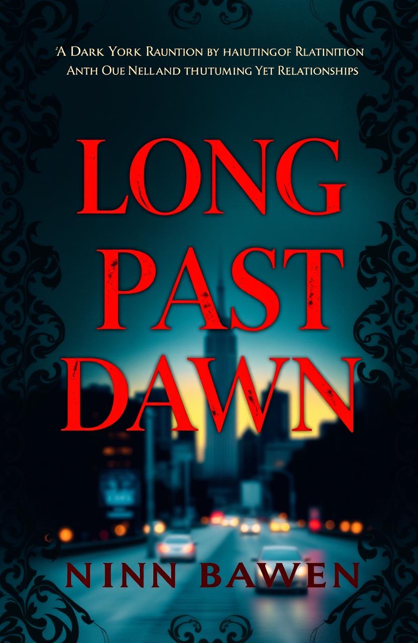 A captivating book cover for a dark romance novel titled 'Long Past Dawn'