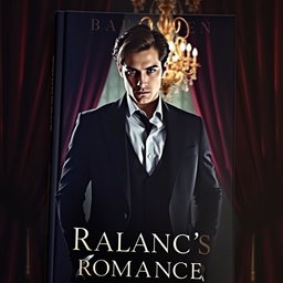 A captivating book cover featuring a seductive character, a mysterious and alluring person dressed in an elegant, dark suit, standing confidently in a dimly lit, lavish setting