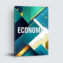 An abstract book cover design focused on economic themes, featuring geometric shapes and patterns symbolizing growth and innovation