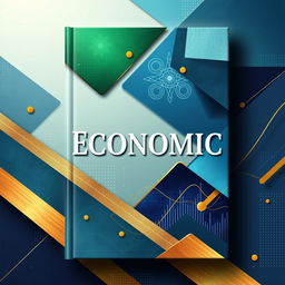 An abstract book cover design focused on economic themes, featuring geometric shapes and patterns symbolizing growth and innovation