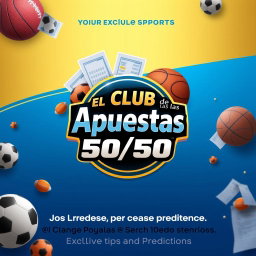 A promotional image for a sports betting Telegram channel named 'El Club de las Apuestas 50/50', featuring a sleek and elegant design