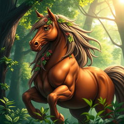 A majestic centaur looking to the left, featuring a muscular human upper body and a powerful horse lower body