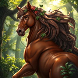 A majestic centaur looking to the left, featuring a muscular human upper body and a powerful horse lower body