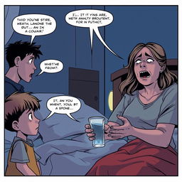 A dramatic comic representation of a tense family moment