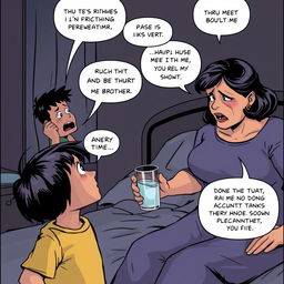 A dramatic comic representation of a tense family moment