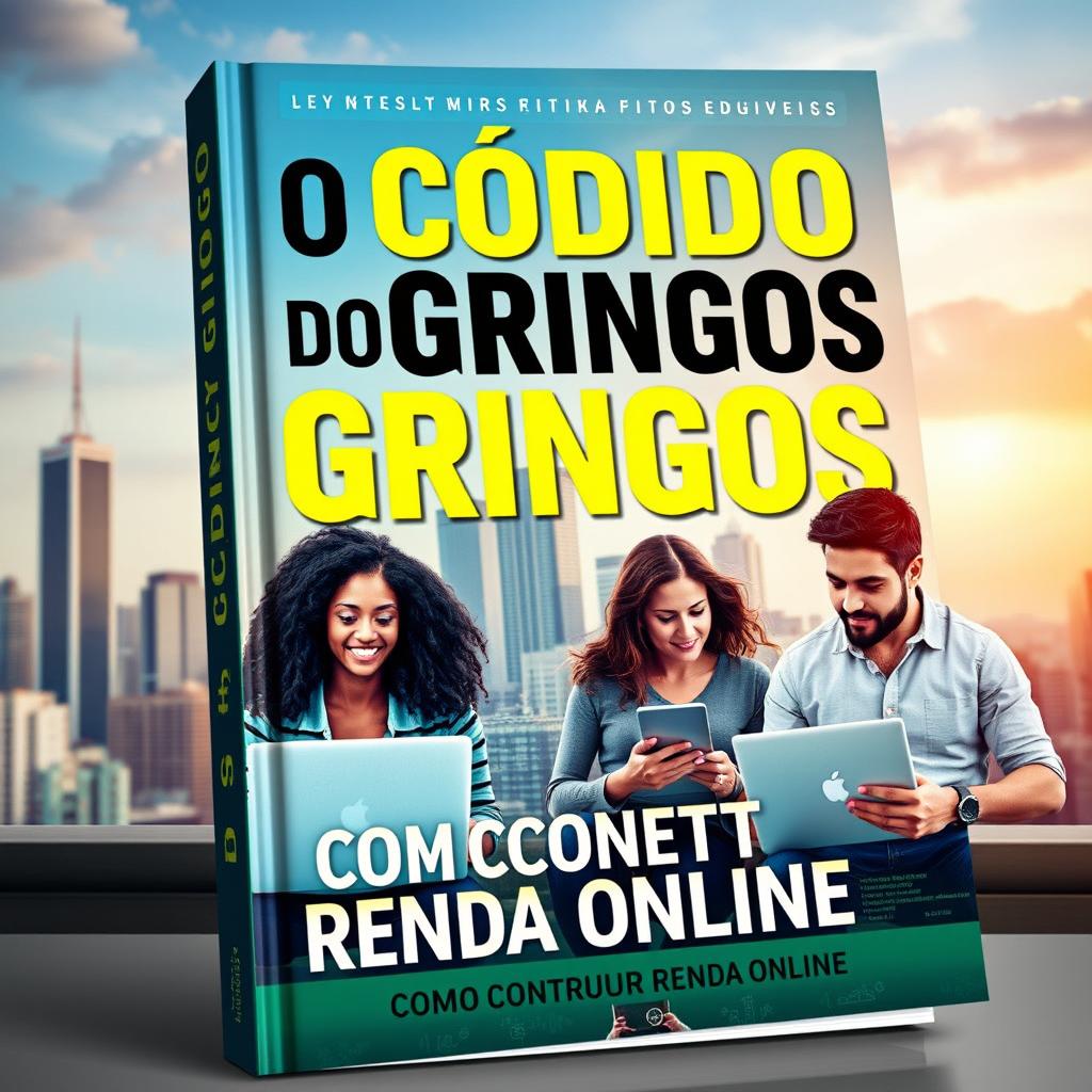 A captivating book cover for 'O Código dos Gringos: Como Construir Renda Online'
