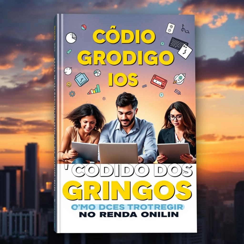 A visually striking book cover design for 'O Código dos Gringos: Como Construir Renda Online'