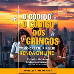 A visually striking book cover design for 'O Código dos Gringos: Como Construir Renda Online'