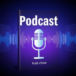 A captivating and modern podcast book cover featuring a stylized microphone at the center, surrounded by sound waves that create vibrant patterns