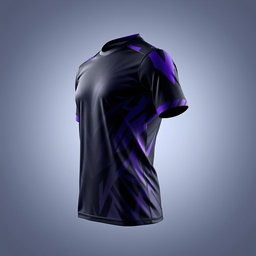 A sleek black and purple jersey, featuring a modern design with dynamic patterns and accents