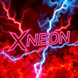 A striking graphic image featuring the word '𝙓𝙉𝙀𝙊𝙉' in vibrant neon colors, prominently displayed with a bold, glowing effect