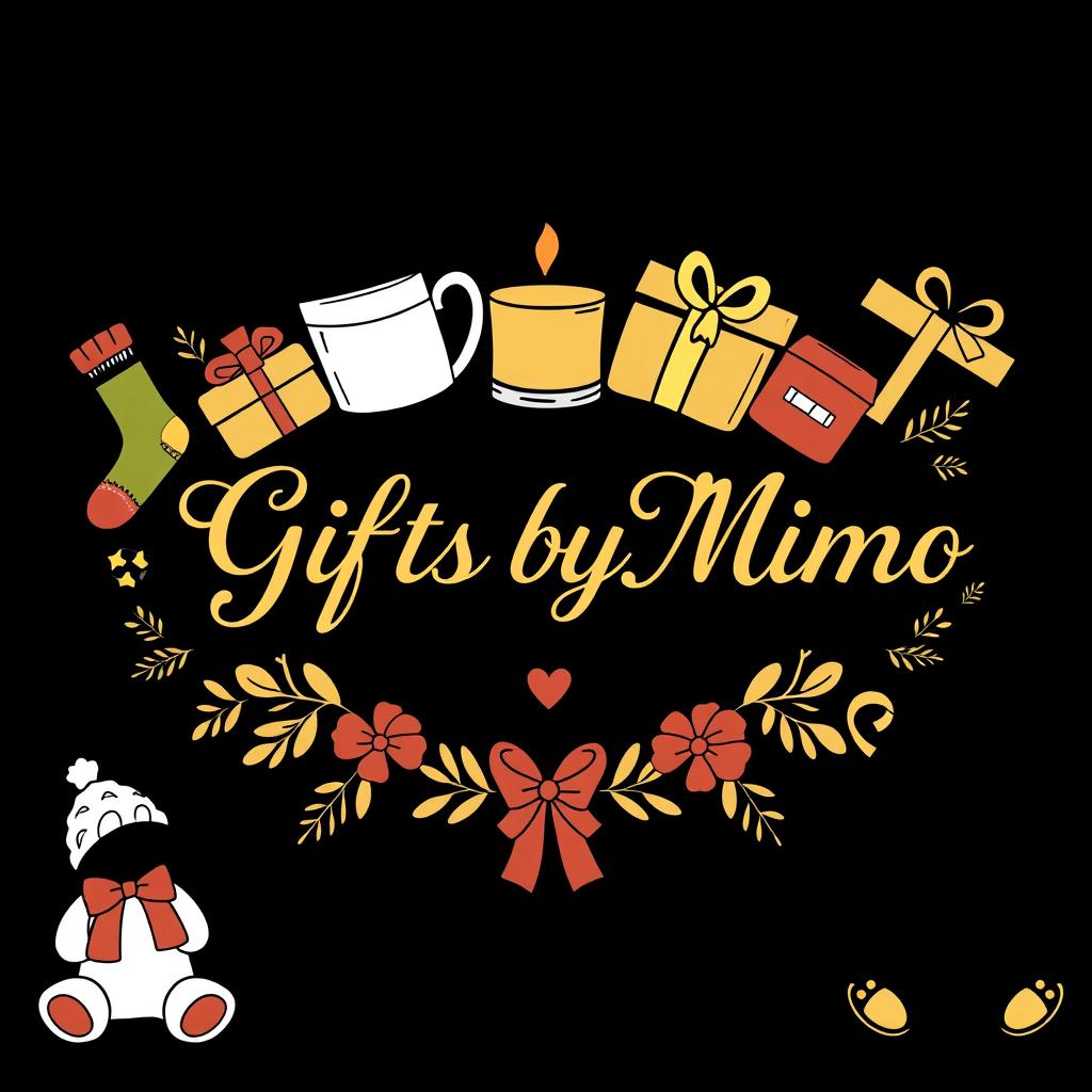 A logo design featuring the text 'Gifts by Mimo' prominently displayed in an elegant font