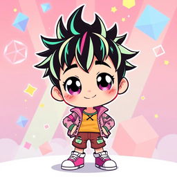 A vibrant and playful cartoon character inspired by traditional Japanese anime style