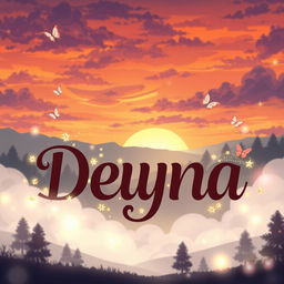 A stunning digital illustration featuring the name 'Deyna' prominently displayed in a bold, artistic font