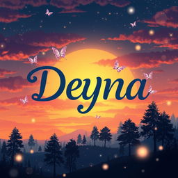 A stunning digital illustration featuring the name 'Deyna' prominently displayed in a bold, artistic font