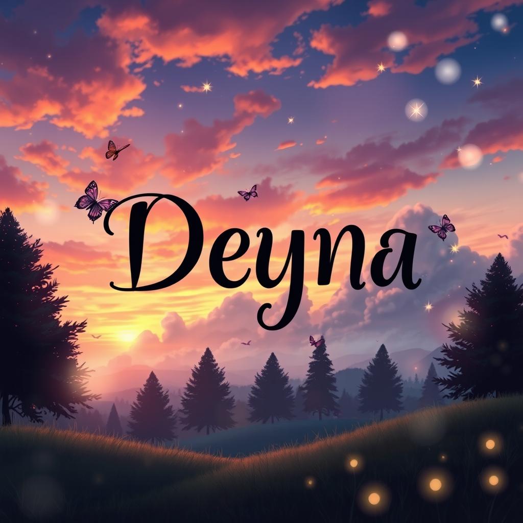 A stunning digital illustration featuring the name 'Deyna' prominently displayed in a bold, artistic font