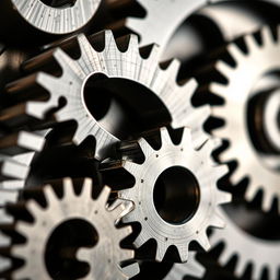 A detailed close-up of a gear plate, showcasing its intricate design and texture