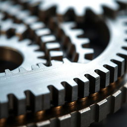 A detailed close-up of a gear plate, showcasing its intricate design and texture