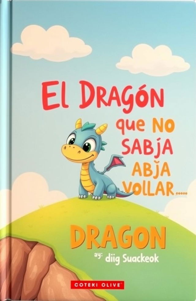 A whimsical book cover featuring a small, adorable dragon with big, expressive eyes and colorful scales