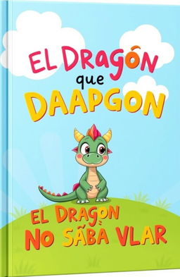 A whimsical book cover featuring a small, adorable dragon with big, expressive eyes and colorful scales