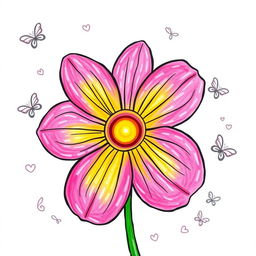 A unique flower native to the Philippines, designed to have a whimsical and playful style reminiscent of a Grade 7 student's drawing