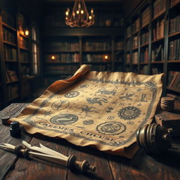 An ancient scroll with exquisite, detailed calligraphy and mystical symbols