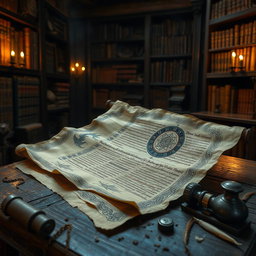 An ancient scroll with exquisite, detailed calligraphy and mystical symbols