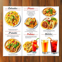 A beautifully arranged Mexican food menu featuring vibrant and colorful dishes