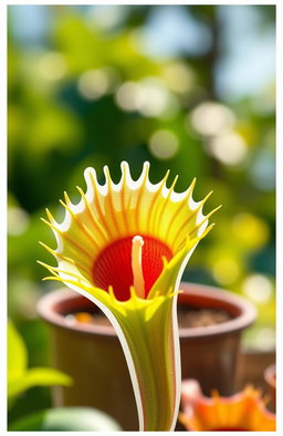 A stunning cover photo featuring a realistic and detailed cut-out of a Venus flytrap flower, showcasing its vibrant green leaves and striking red interior